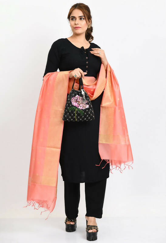Baby Pink Banarsi Silk Woven Dupatta for Traditional Occasions