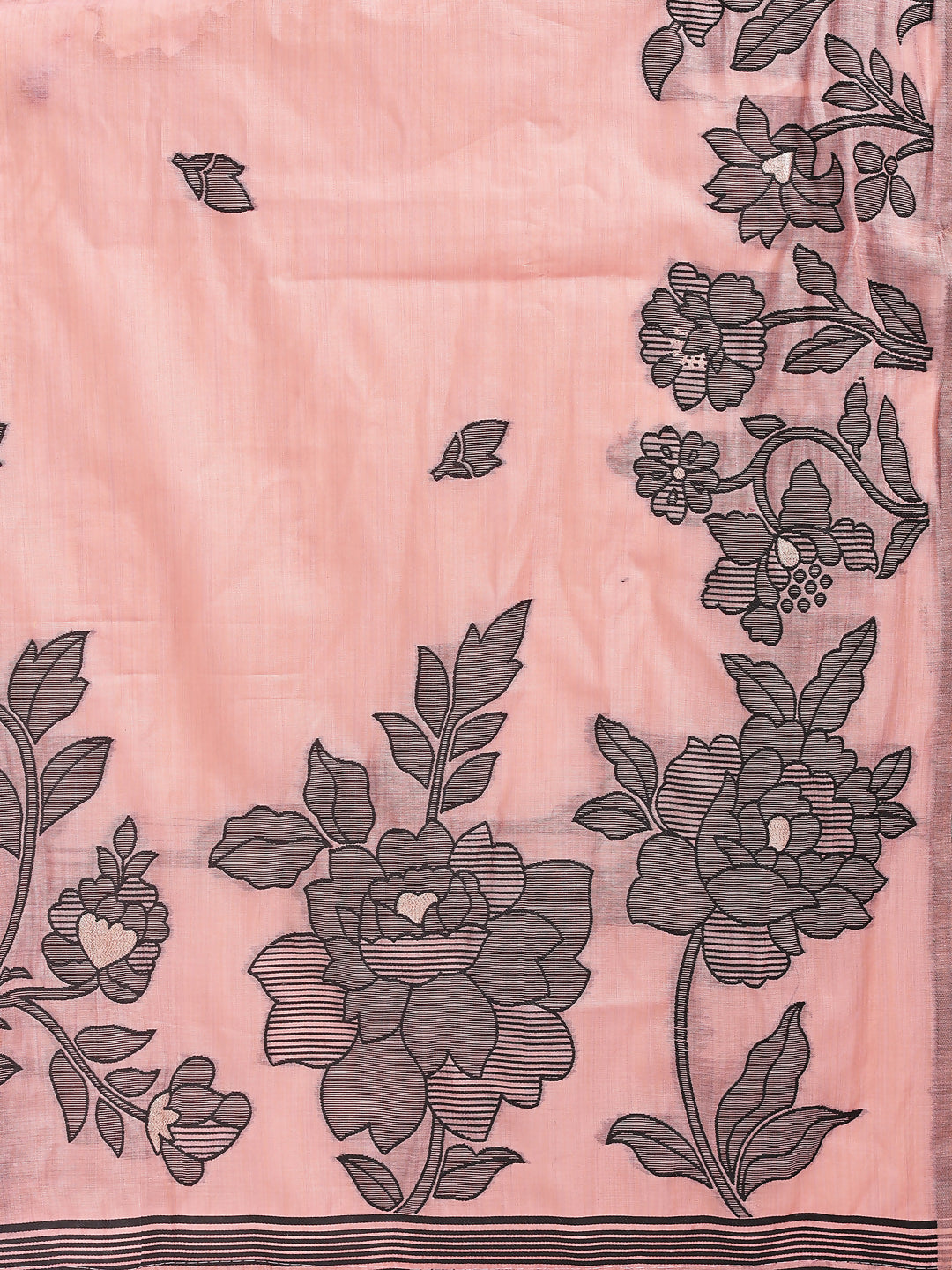Shree Shyam Fashion Kashira Peach Linen Cotton Saree