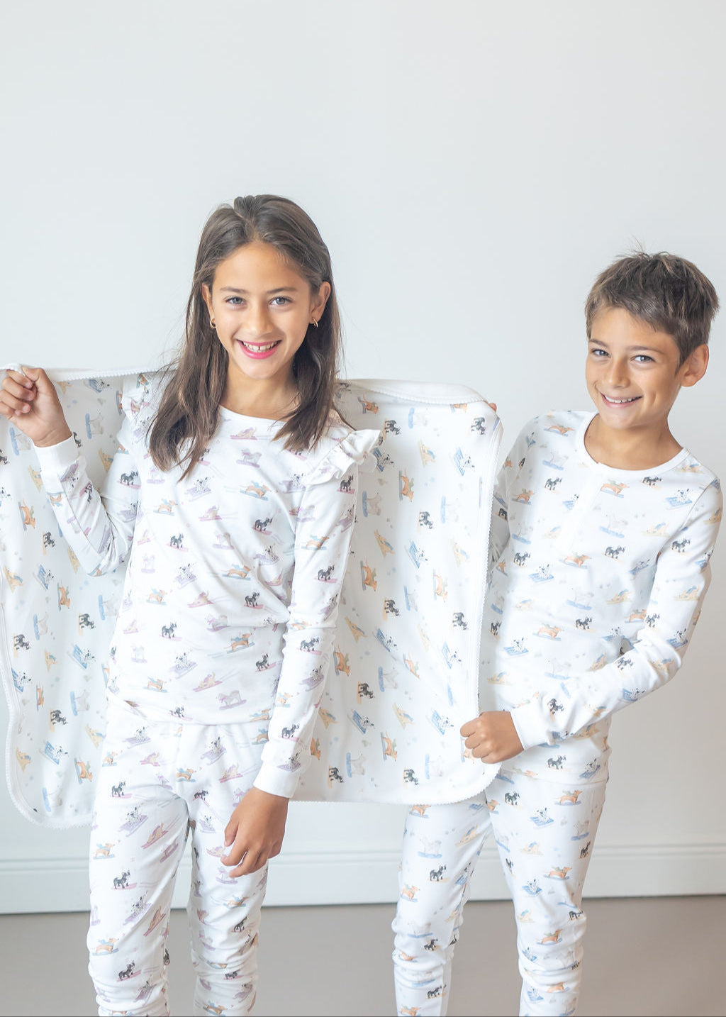 Ski Pups Boy Pima Baby Blanket