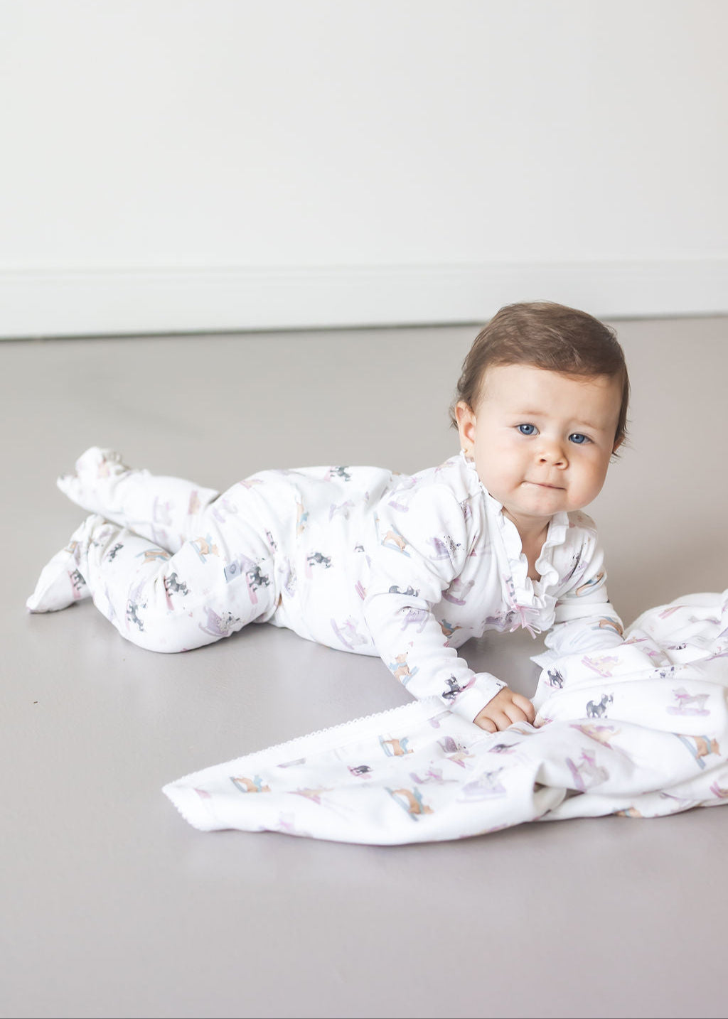 Ski Pups Girl Pima Baby Blanket