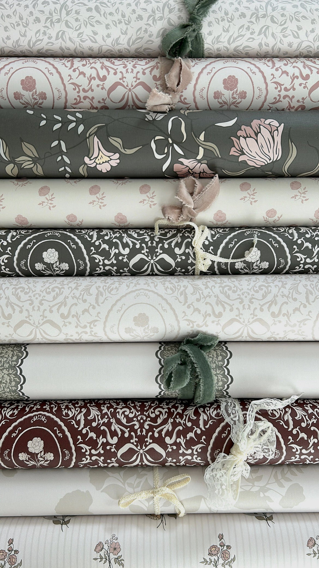 Lettie Floral Removable Wallpaper in Sage-Green & Blush-Pink