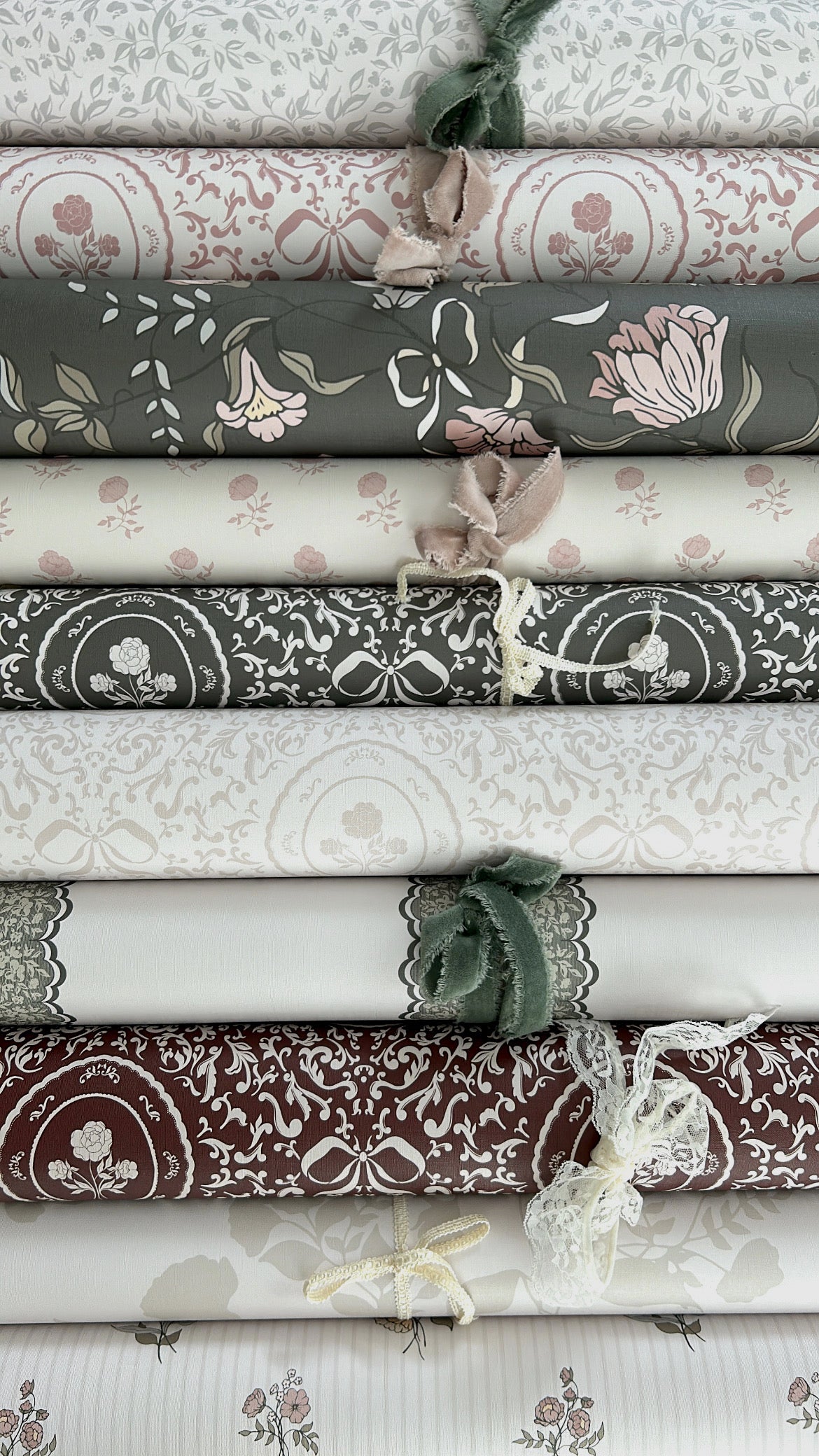 Elle Floral Removable Wallpaper in Cream Grey Blush Sage-green