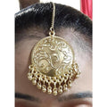 Artificial gold-polished Chandbali Maang Tikka with intricate traditional design for girls
