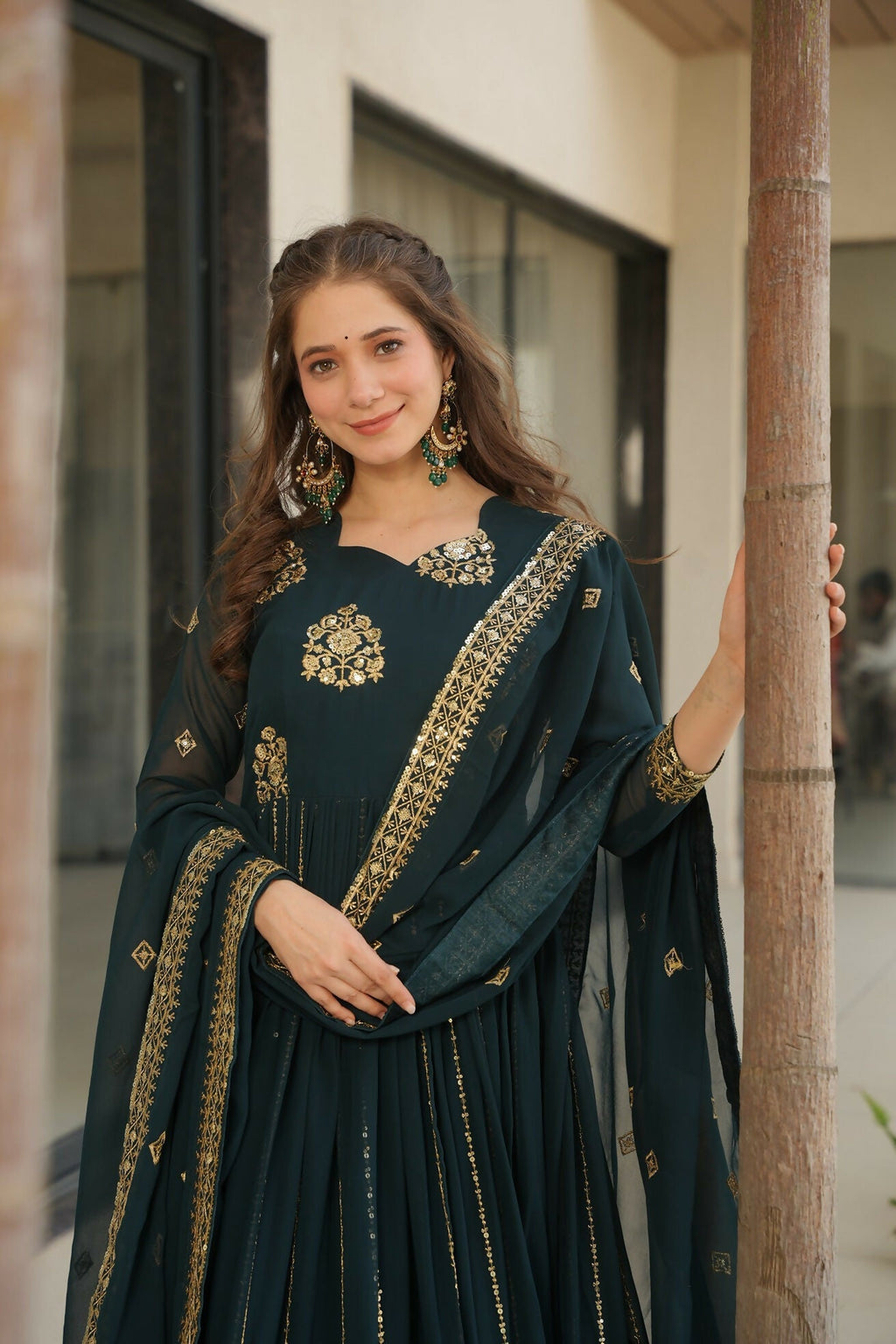 Joban Fashion Rama Georgette Sequence Embroidery Work Kurta Set