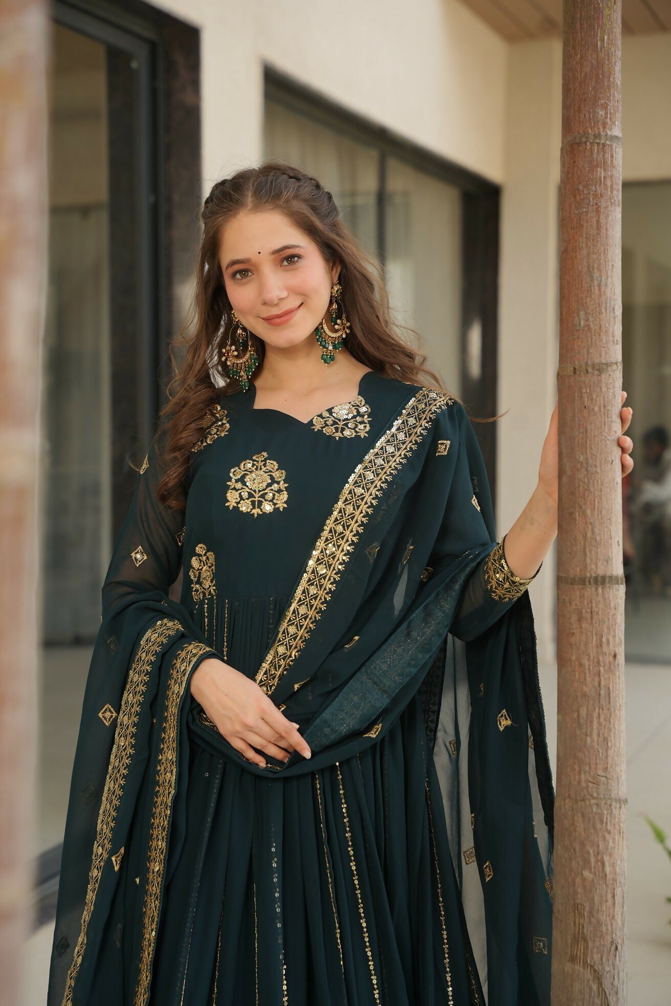 Joban Fashion Rama Georgette Sequence Embroidery Work Kurta Set