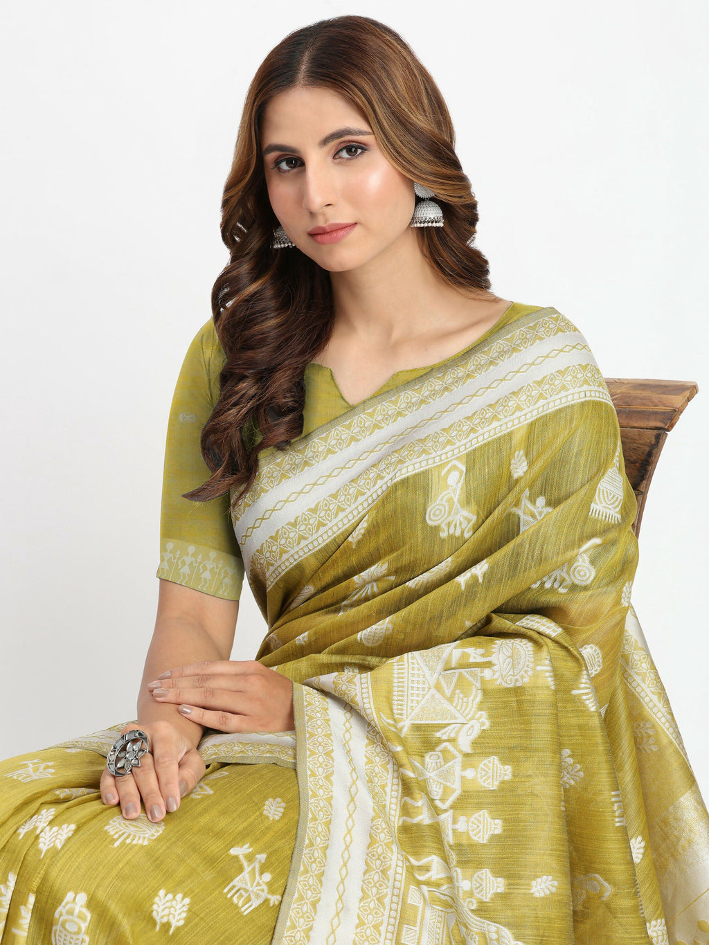 Purple Linen Cotton Saree with Matching Blouse