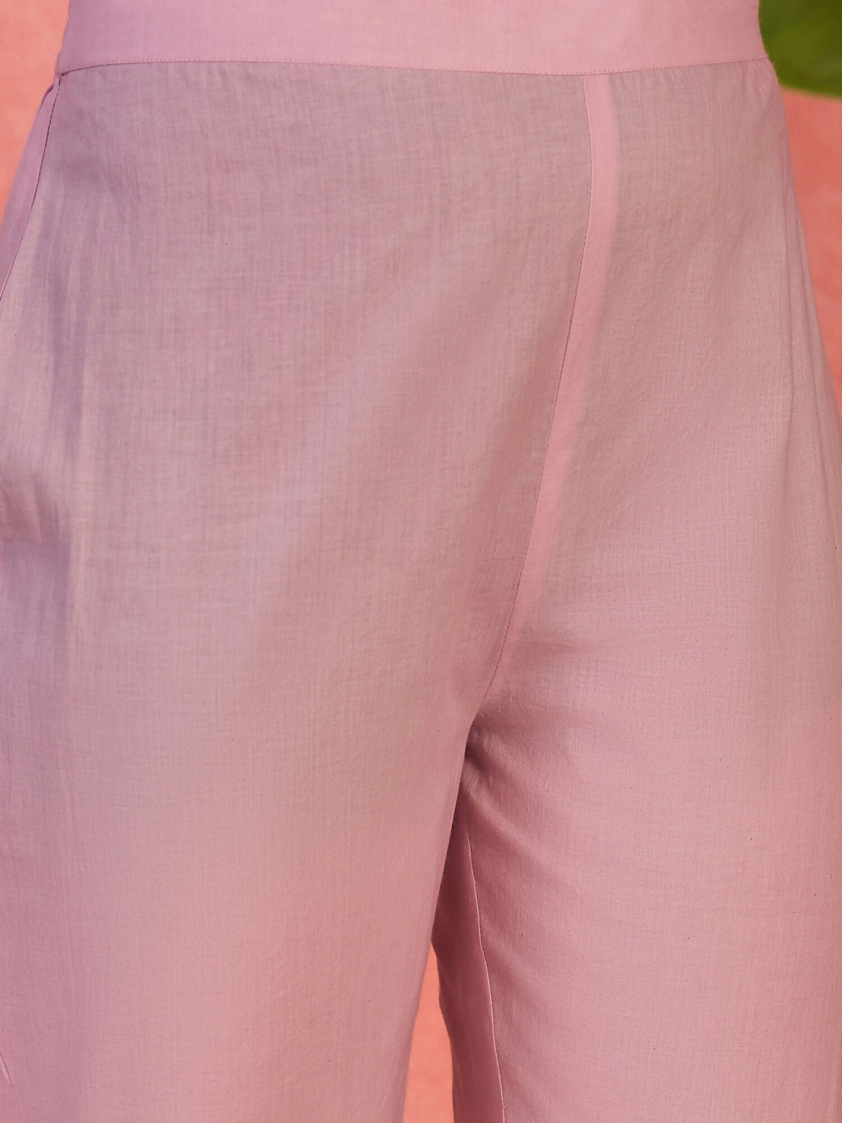 Pink Embroidered Pure Cotton Cord Set with 3/4 Sleeves