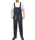 WORK IDEA Mens Bib Overalls Work Overalls with Knee Pad PocketsNavy/Yellow30Wx30L