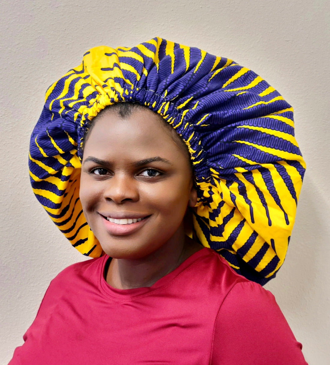 XL Reversible Silk Lined African Print Bonnet Hair Protectant - Image 2