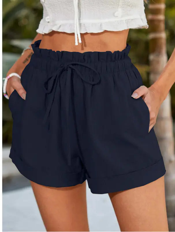 Women's High-Waisted Drawstring Shorts with Side Pockets - Image 14