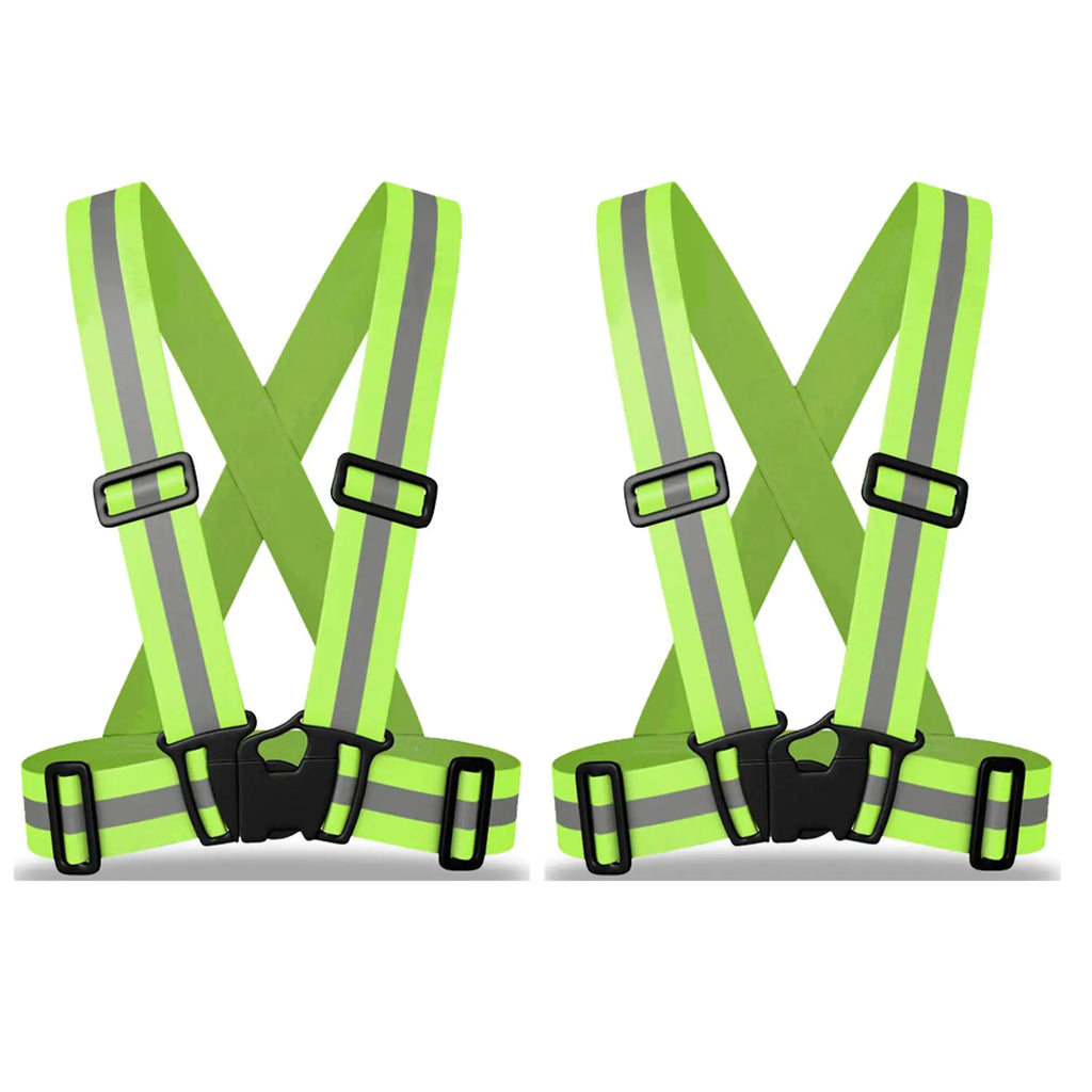 zojo Kids Reflective Vest 2pcs | Lightweight Adjustable & Elastic | Safety & High Visibility for Running Jogging Walking Cycling | Fits Outdoor Clothing (Neon Yellow-Kids Size)