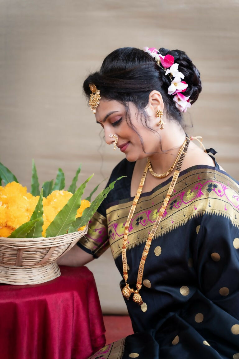 Black Paithani Silk Zari Woven Saree with Matching Blouse
