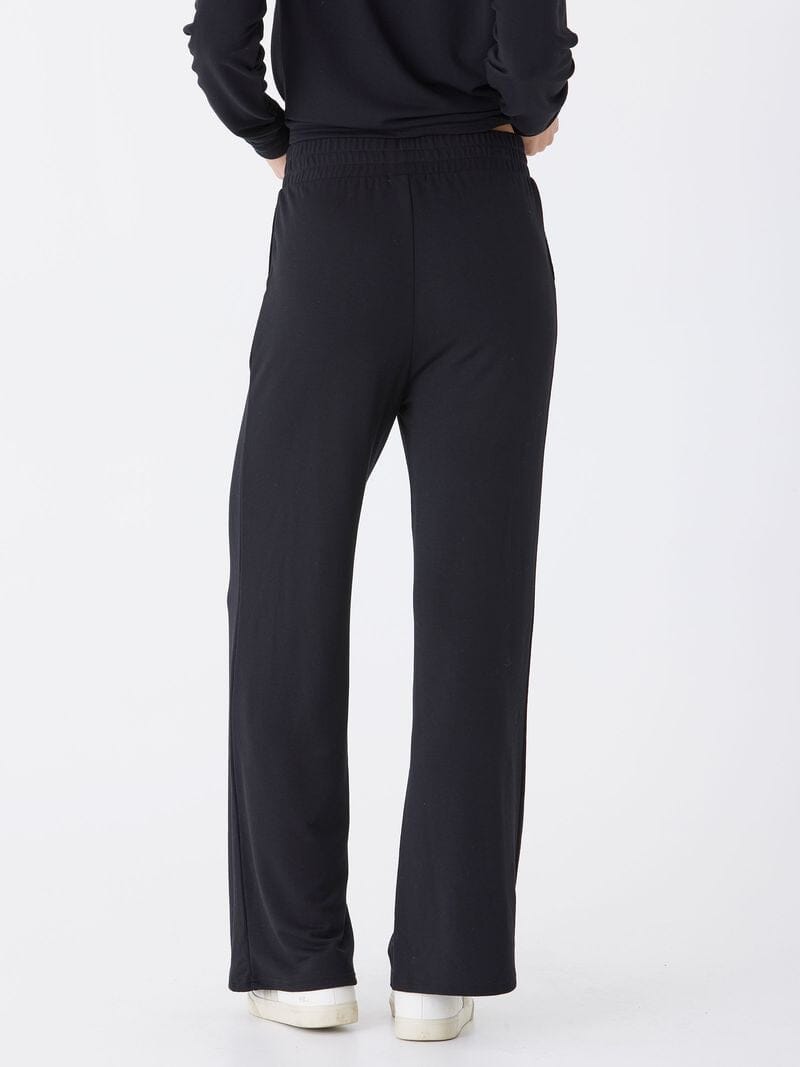 Angela Modal Terry Wide Leg Pant - High Rise Black Loungewear