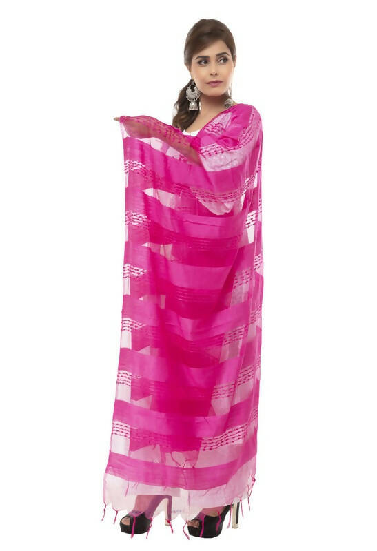 Moeza Cotton Payal Design Pink Dupatta with Self-Work Detail