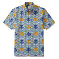 Men's short sleeve Hawaiian shirt featuring an Art Deco Arum Lily print in cotton.