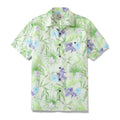 Men's green floral tropical print camp collar Aloha shirt