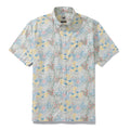 Men's short sleeve cotton Hawaiian shirt with swallow and grass print