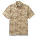 Vintage style Hawaiian shirt with Chinese architecture and river scene print in short sleeve cotton