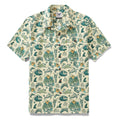 Men's tropical surf punk Hawaiian shirt with skull and turtle print.