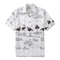 1950s vintage style flamingo print shirt in red, white, and black