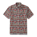 Men's Hawaiian shirt with tattoo flash designs featuring skulls and roses