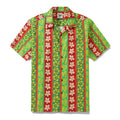 Men's 100% cotton Hawaiian shirt with vertical garden pattern and camp collar