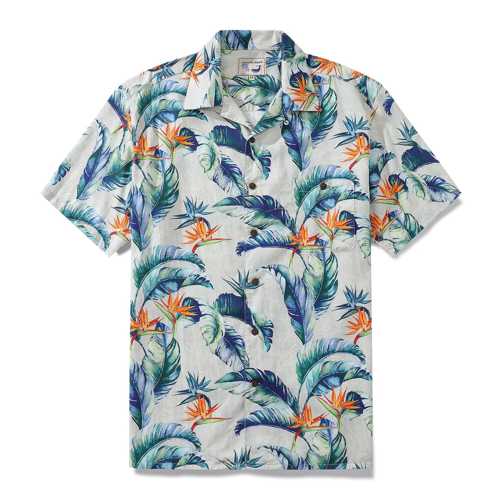 Vintage 1930s style Paradise Bird print Hawaiian shirt in Tencel and rayon blend
