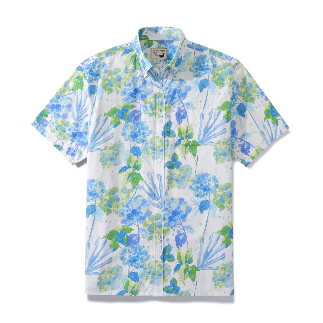 Men's 100% cotton Aloha shirt in a smudged floral print with button down closure