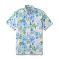 Men's 100% cotton Aloha shirt in a smudged floral print with button down closure