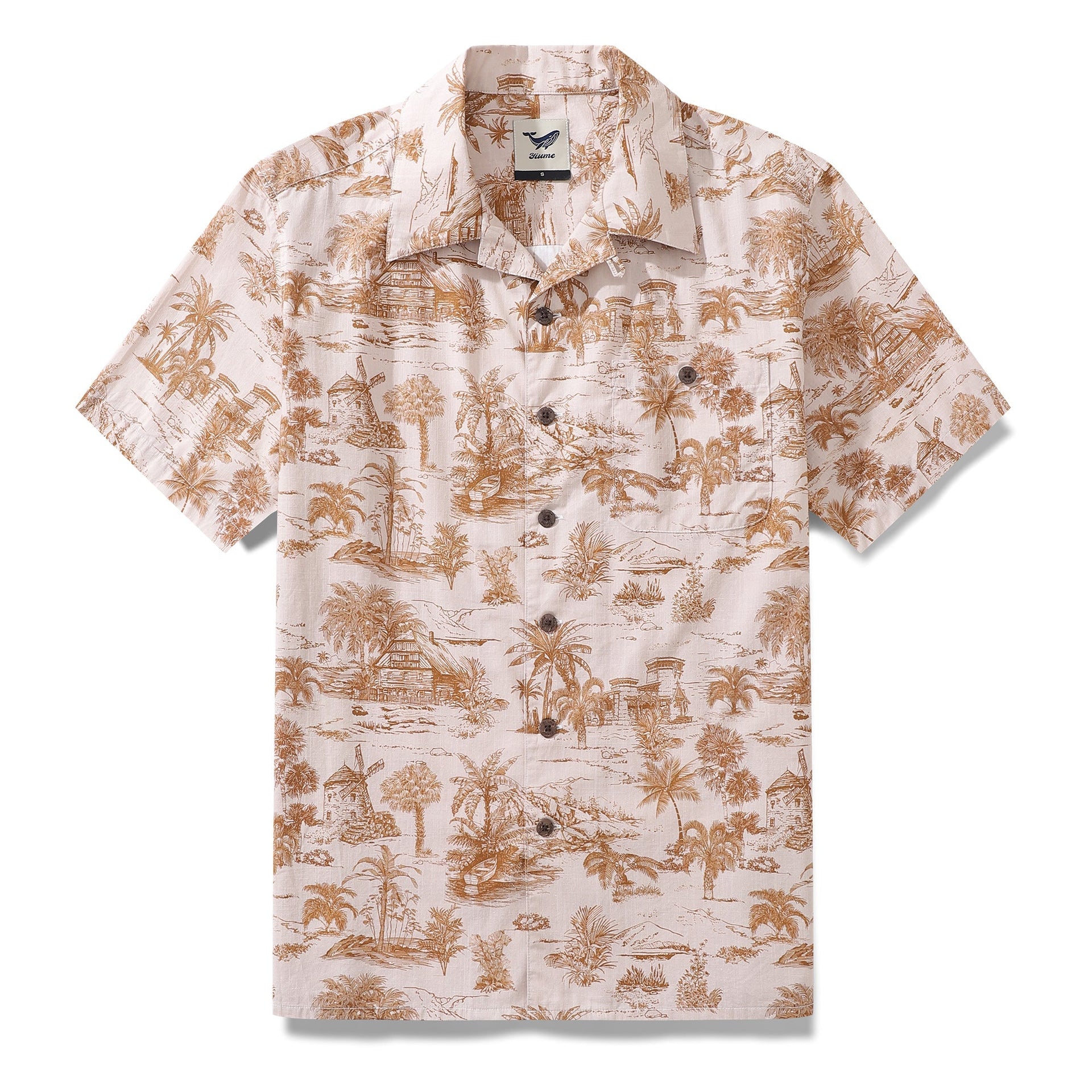 California Dreams vintage 1920s style Hawaiian shirt with coastal landscape print