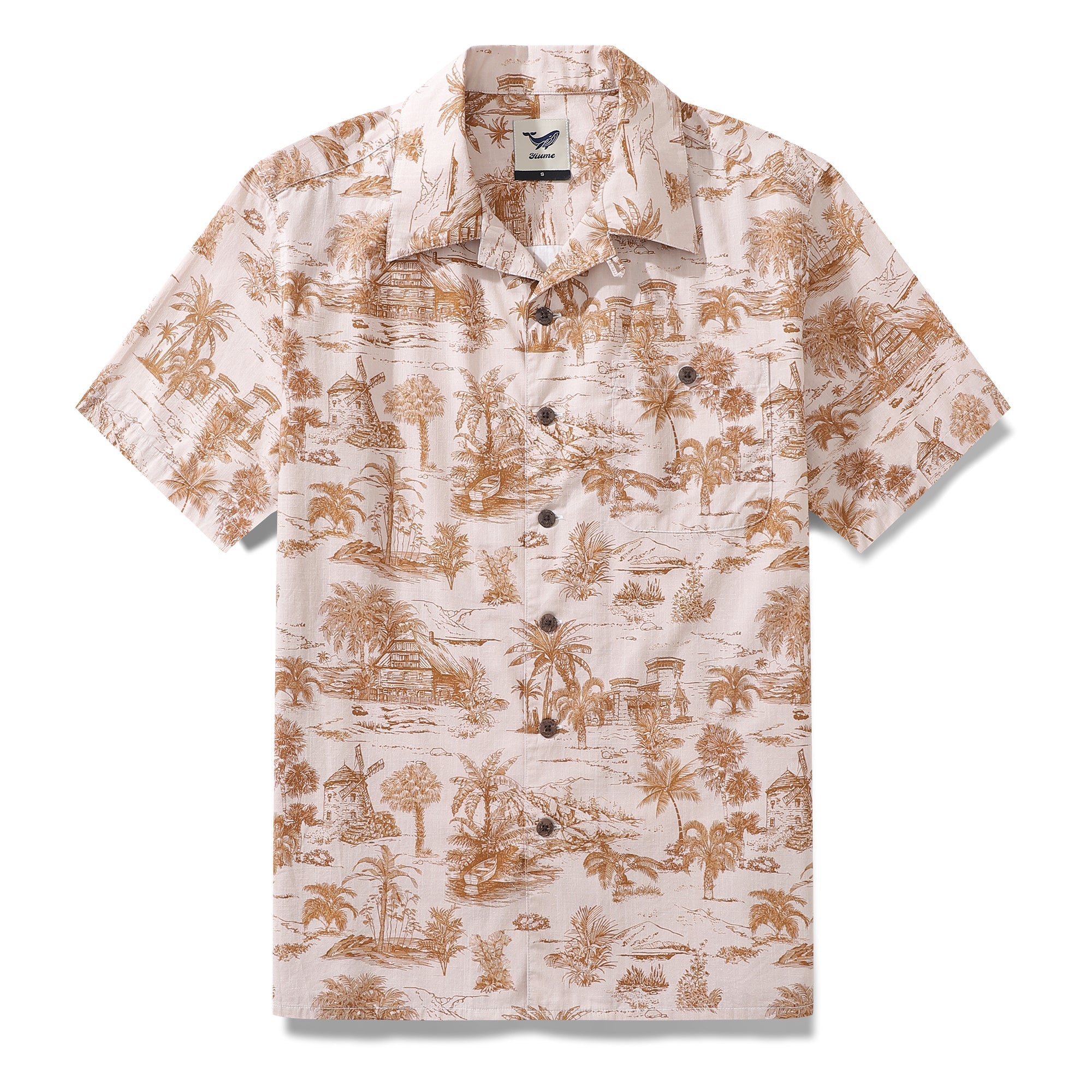 California Dreams vintage 1920s style Hawaiian shirt with coastal landscape print