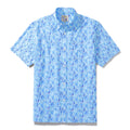 Blue short sleeve shirt with geometric print design