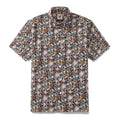 Men's black and multi-color gothic floral print cotton Hawaiian shirt