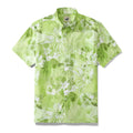 Men's tropical green floral short sleeve cotton aloha shirt