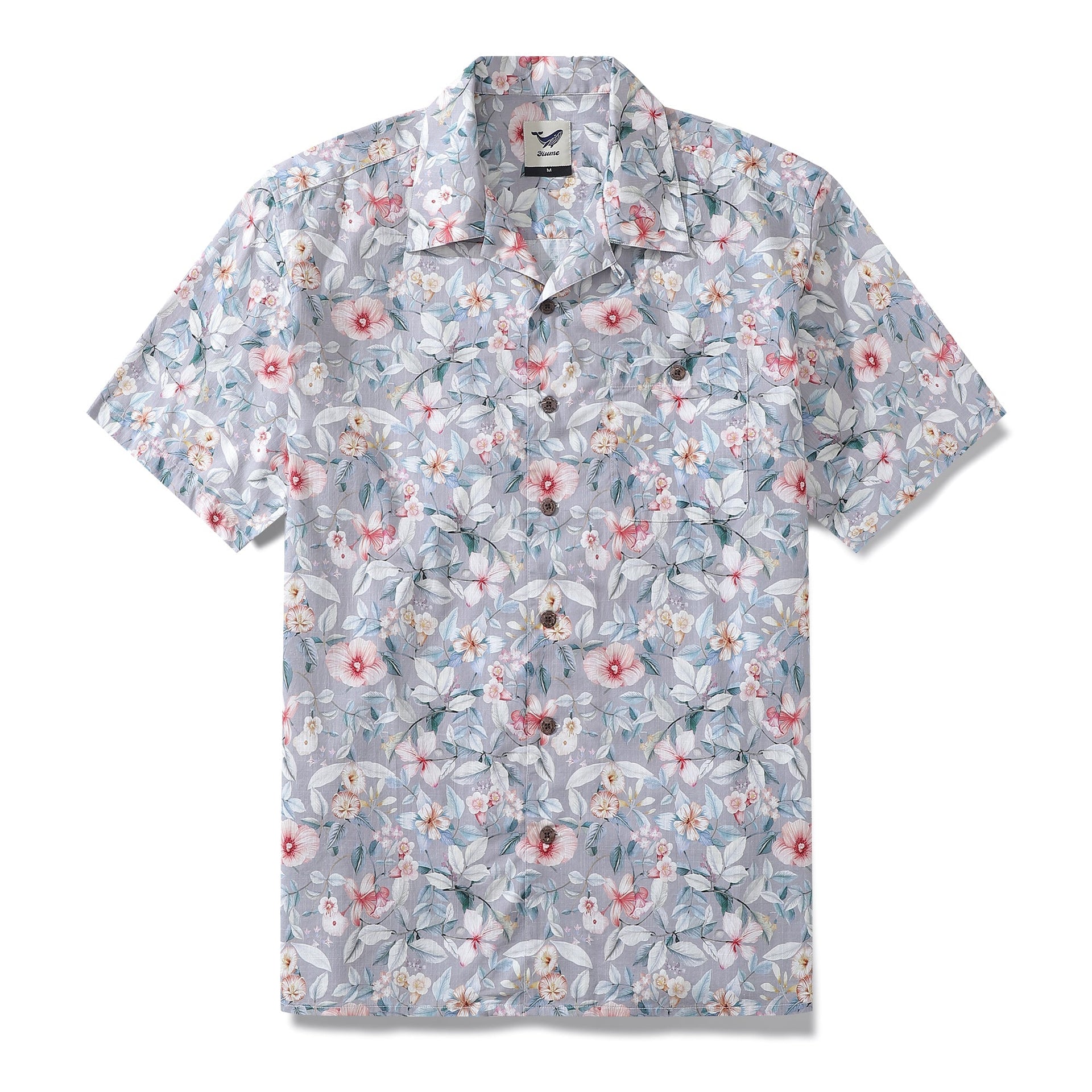 Men's Sea of Flowers print Hawaiian shirt with camp collar
