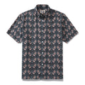 Black and pink animal print Aloha shirt with button-down collar