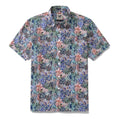 Men's cotton short sleeve Hawaiian shirt featuring a colorful tropical jungle plant pattern