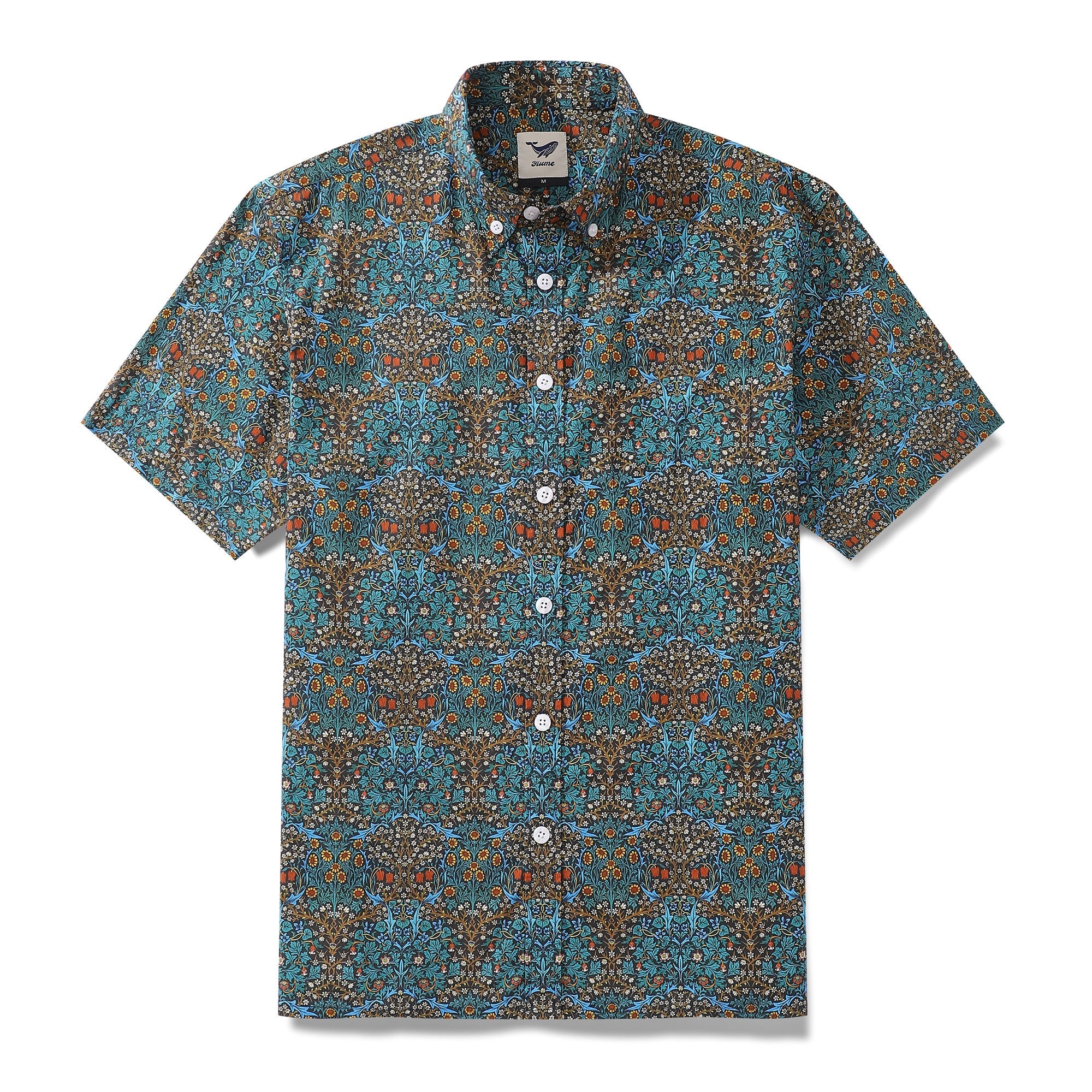 Men's 1940s vintage-style shirt with a detailed tulip floral pattern
