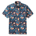 Men's Tropical Night short sleeve cotton button-down shirt with floral forest print.
