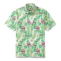 Men's green bubble pattern short sleeve Hawaiian button-down shirt.