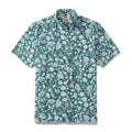 Men wearing a seabed print short sleeve button-down Hawaiian shirt in 100% cotton