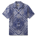 Men's cotton Hawaiian shirt with Yiume branding and paisley-inspired print and camp collar.