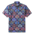 Men's shirt with Moon Moth and celestial sky print on dark blue cotton