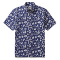 Men's cotton Hawaiian shirt with Kyoto-inspired block print design and short sleeves