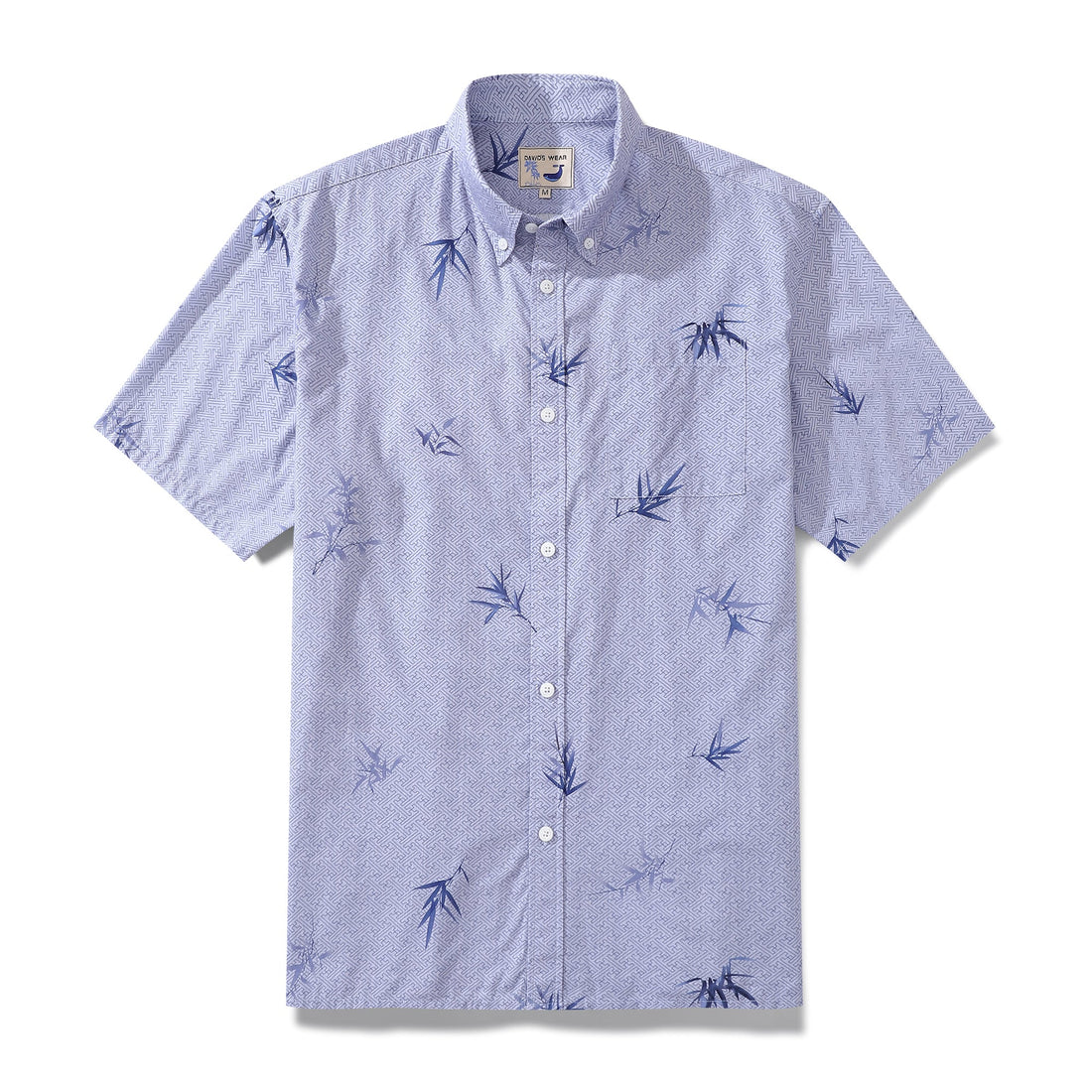 Vintage style men's Hawaiian button-down shirt with bamboo pattern