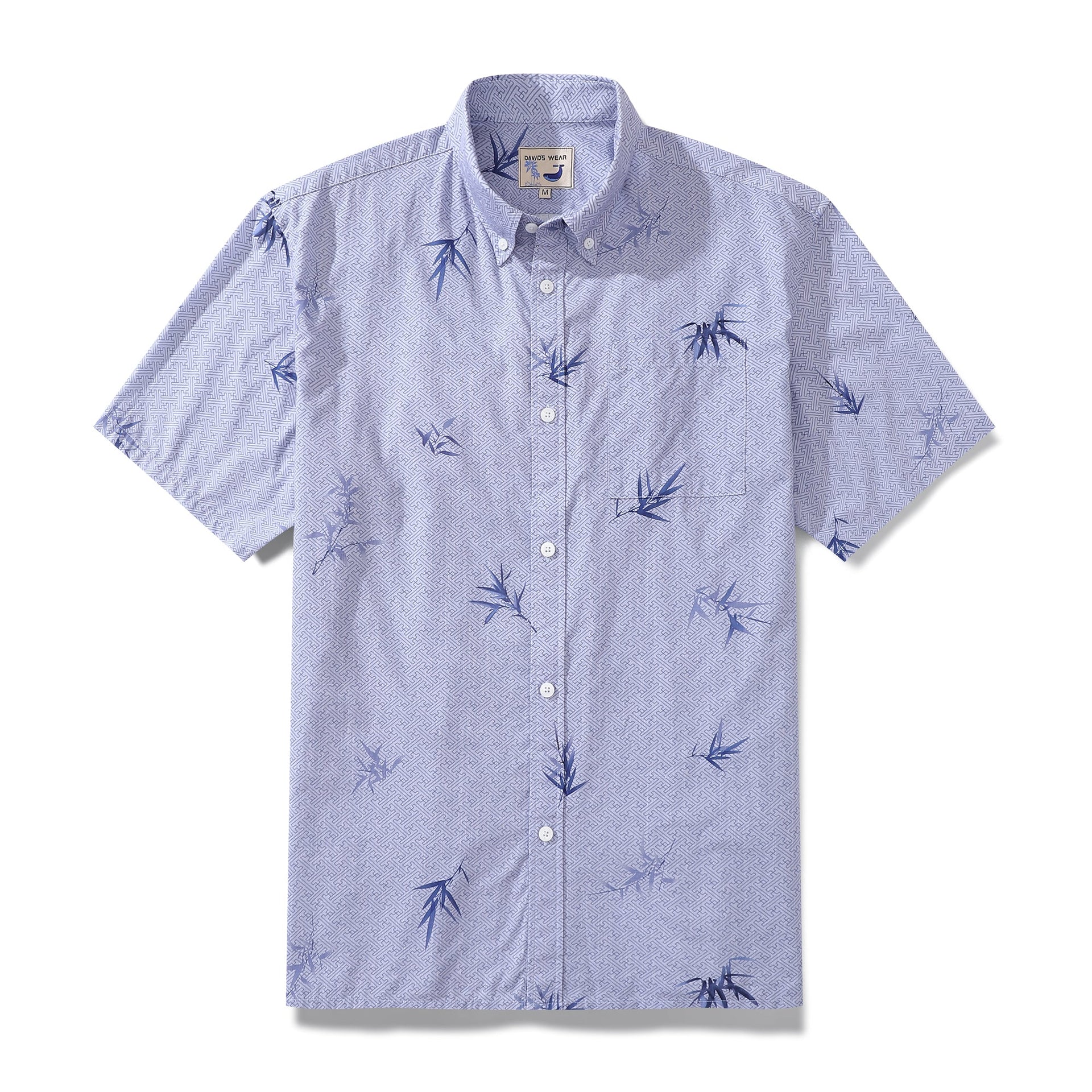 Vintage style men's Hawaiian button-down shirt with bamboo pattern