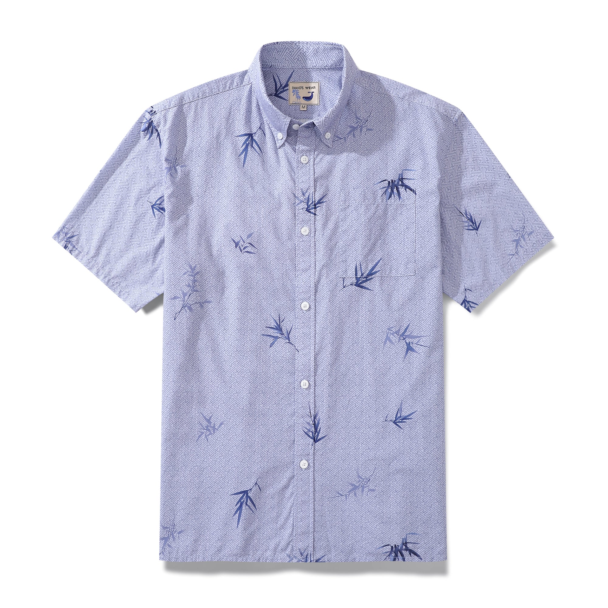 Vintage style men's Hawaiian button-down shirt with bamboo pattern