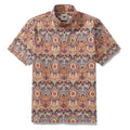 Vintage style 1940s men's Hawaiian shirt featuring a mystical garden bird and floral print.