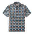 Men's short sleeve shirt with an underwater world print featuring teal and blue tones