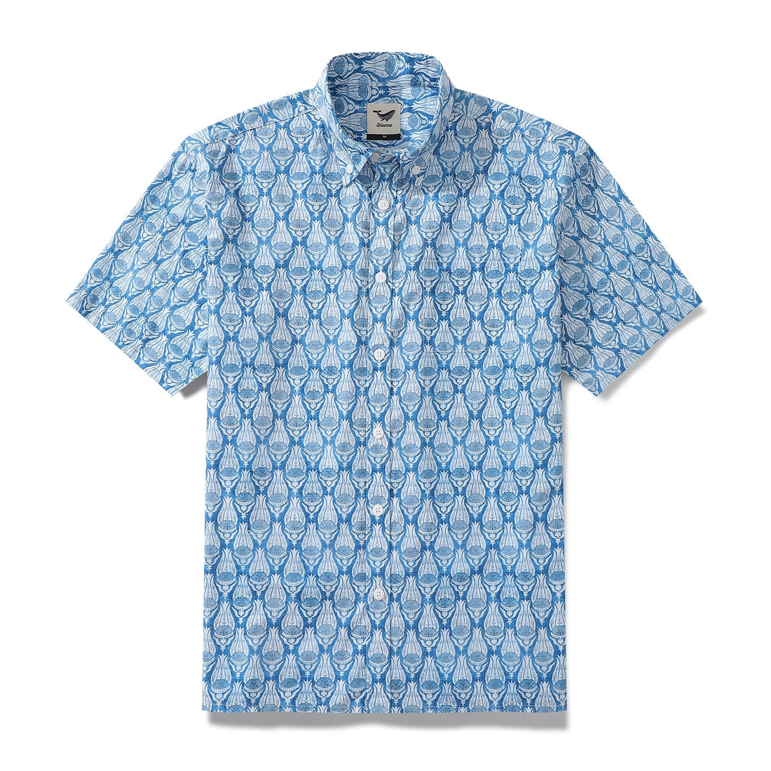 Men's vintage floral print Hawaiian button-down shirt in 100% cotton